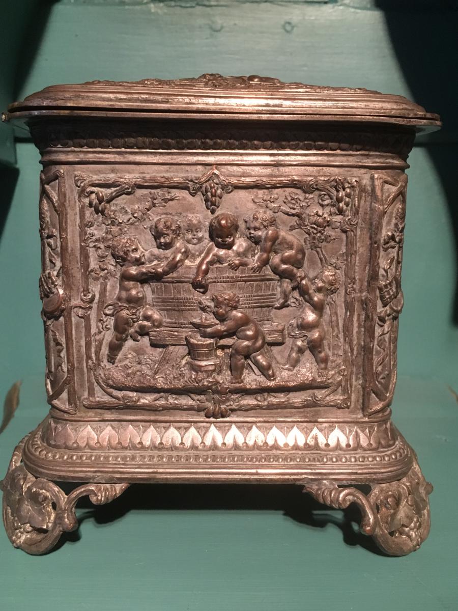 Box / Cigar Box In Silver Metal 19thc.-photo-2
