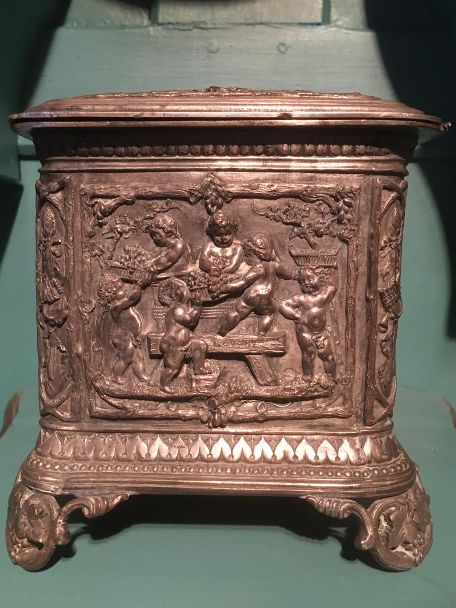Box / Cigar Box In Silver Metal 19thc.-photo-1