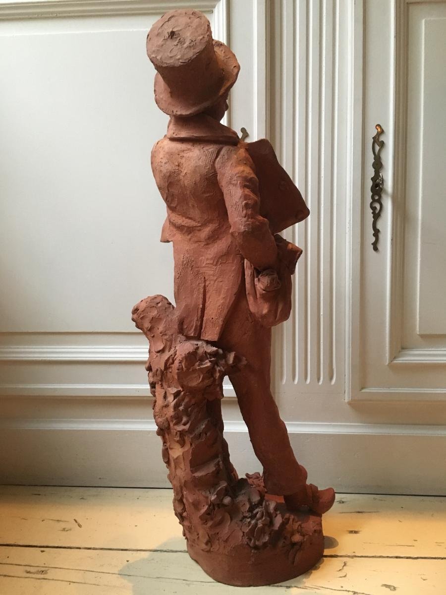 Terracotta Sculpture "an Unfortunate Accident" Late 19thc.-photo-4