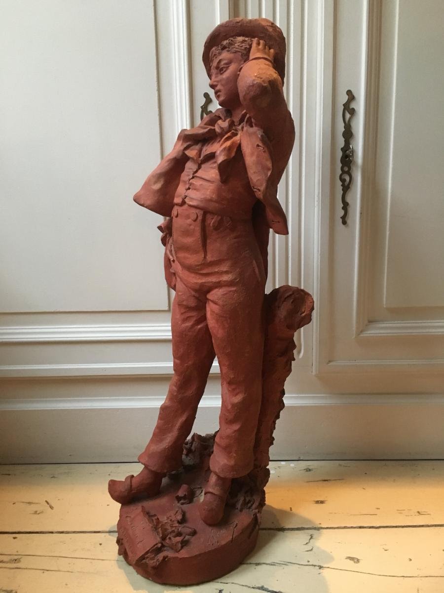 Terracotta Sculpture "an Unfortunate Accident" Late 19thc.-photo-4