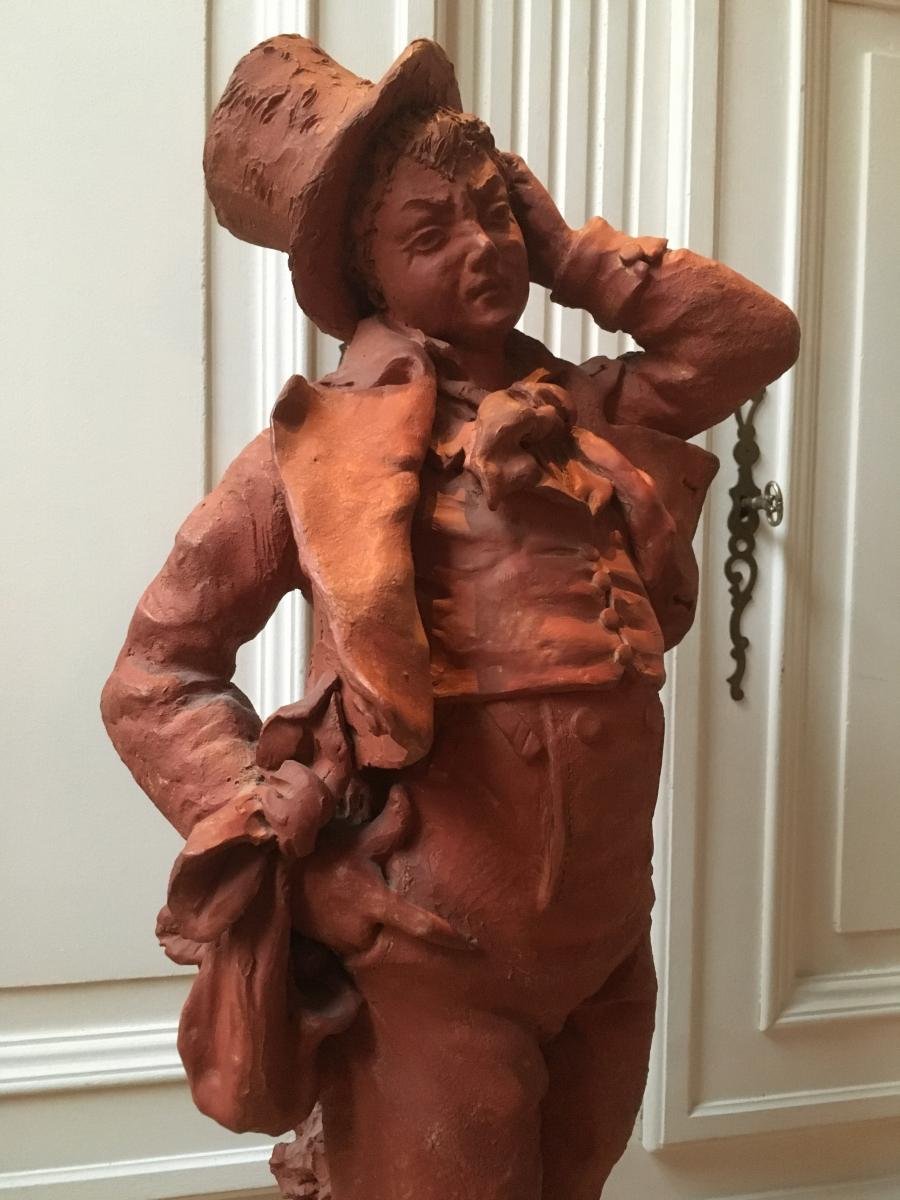 Terracotta Sculpture "an Unfortunate Accident" Late 19thc.-photo-6
