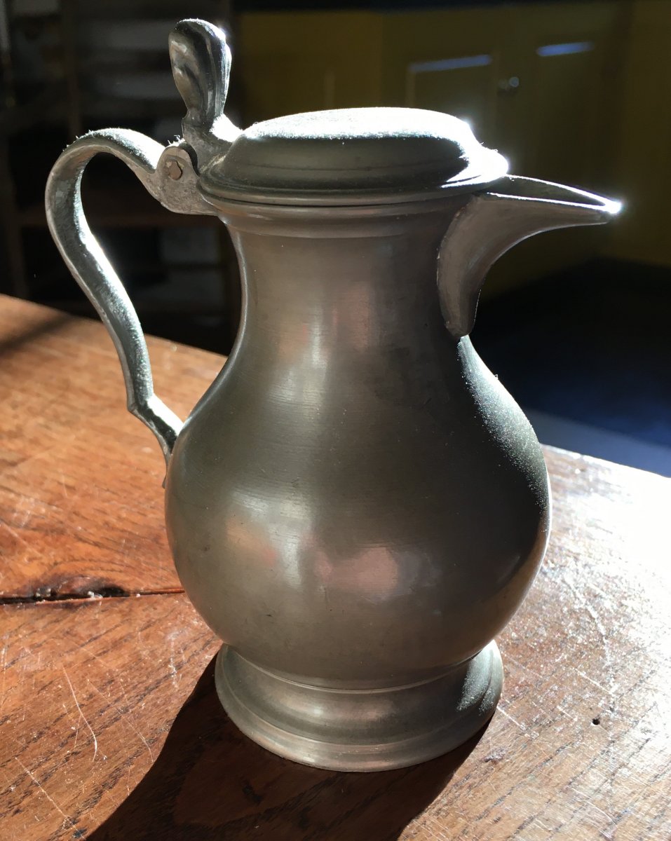 Miniature Pewter Wine Pitcher, Height 11.7 Cm-photo-4