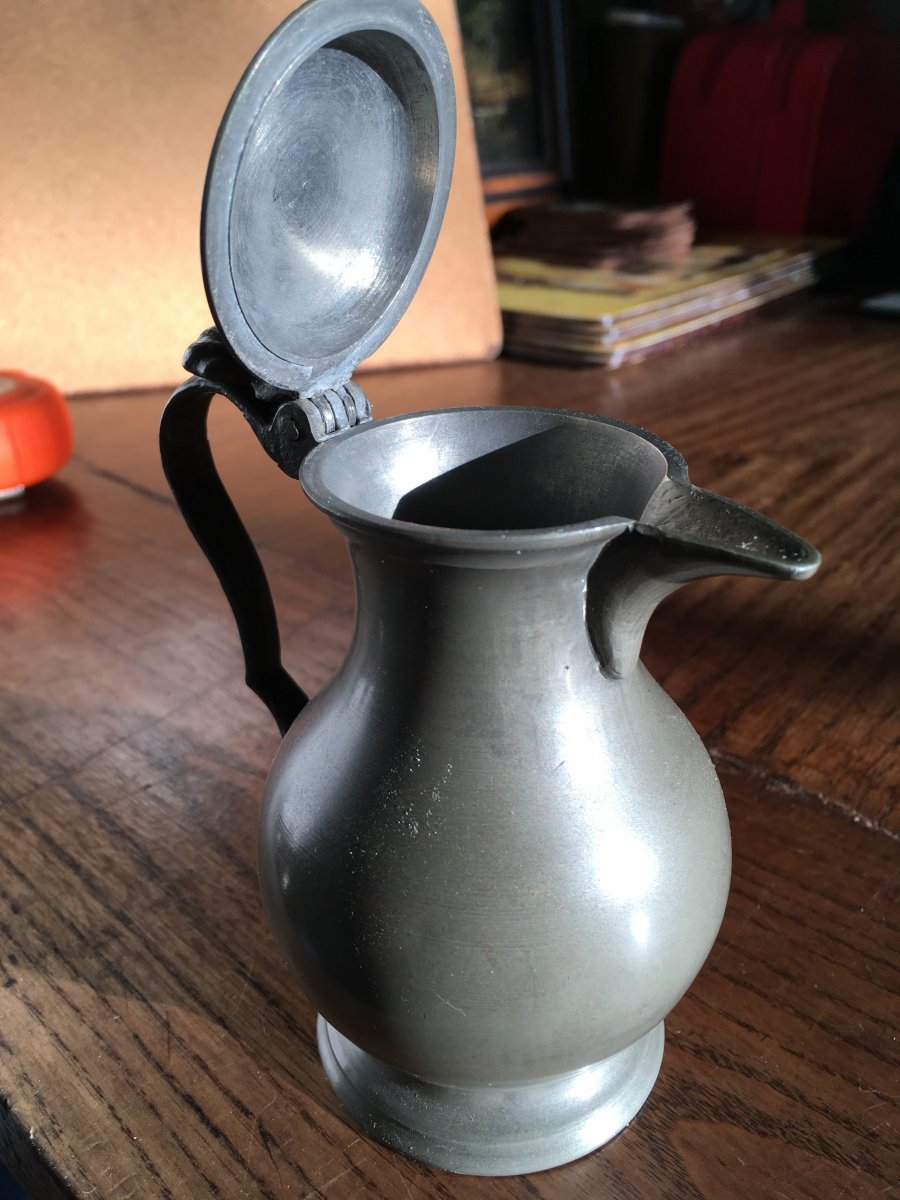 Miniature Pewter Wine Pitcher, Height 11.7 Cm-photo-1