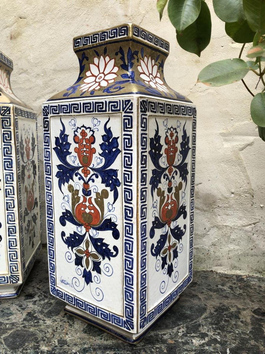 Pair Of Italian Design Vases In Ceramic 20thc.-photo-4