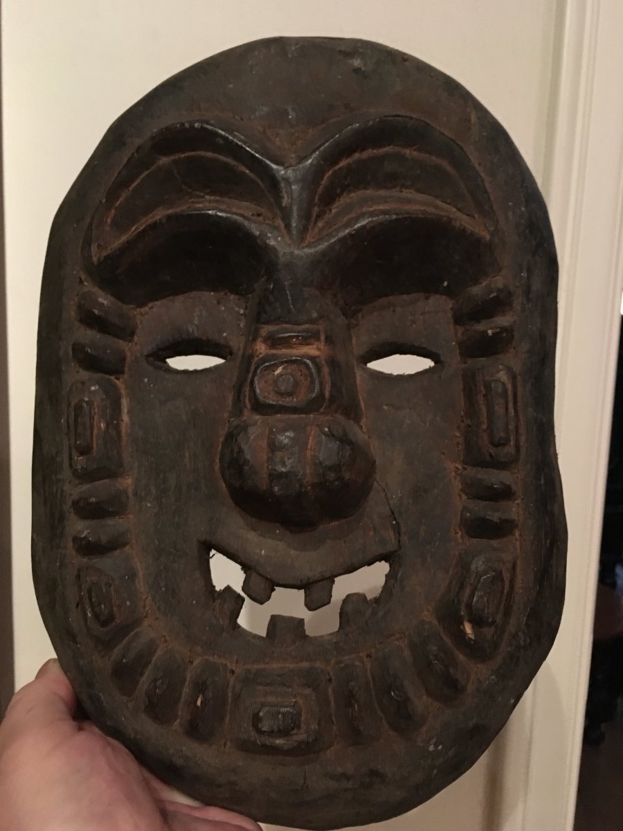 20th Century Painted Wooden Mask-photo-1