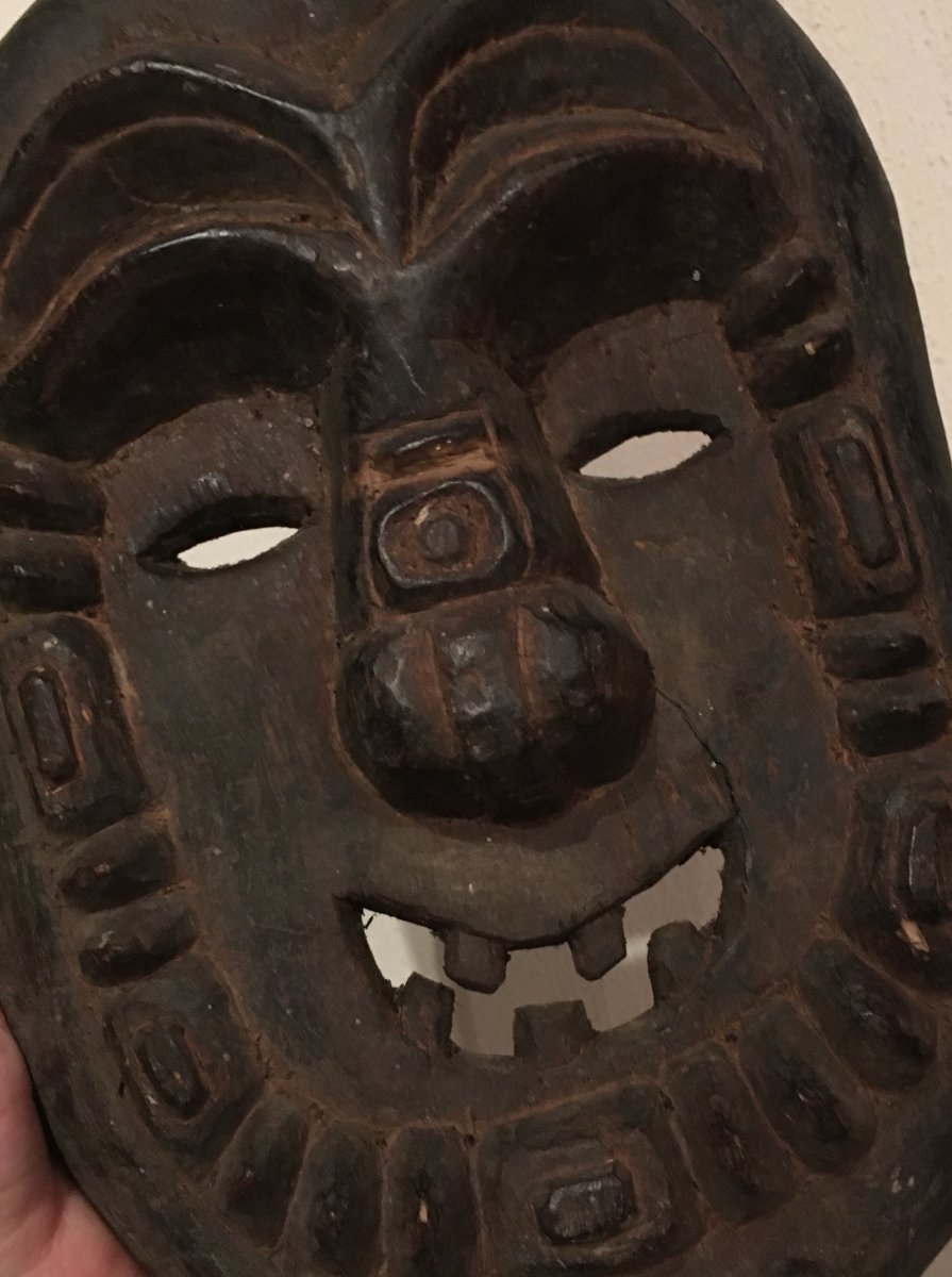 20th Century Painted Wooden Mask-photo-5