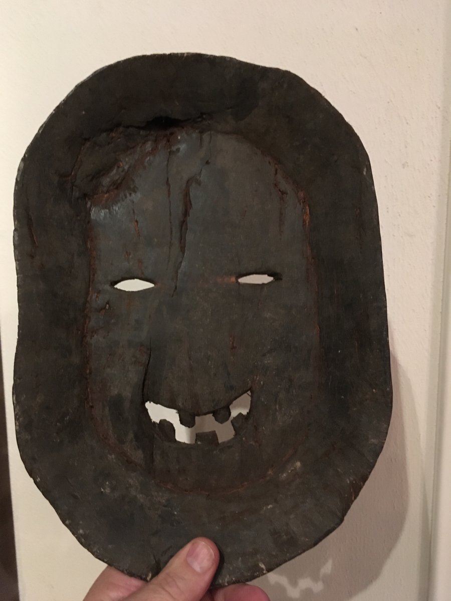 Masque En Bois Peint 20ème Siècle -photo-6