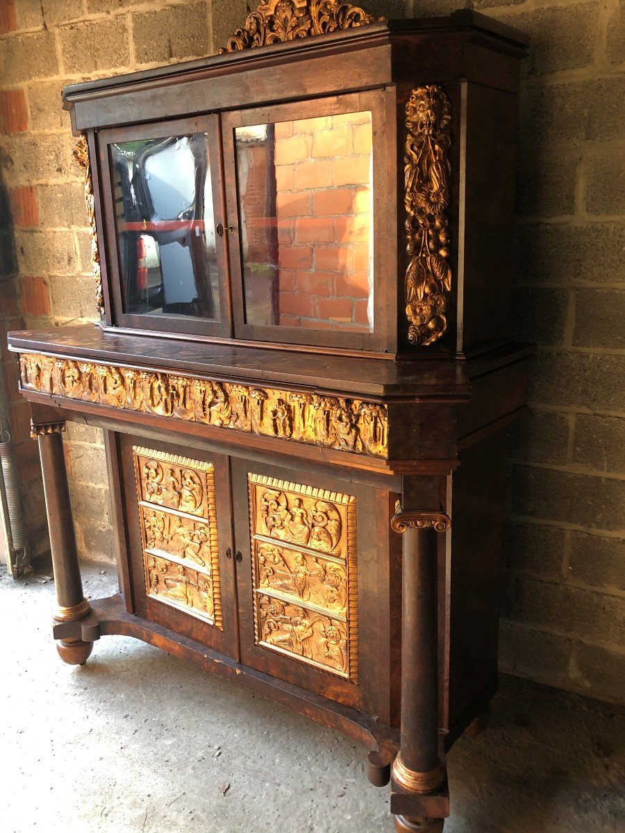 Special Showcase / Secretary In Burr Walnut Veneer Early 19thc.-photo-4