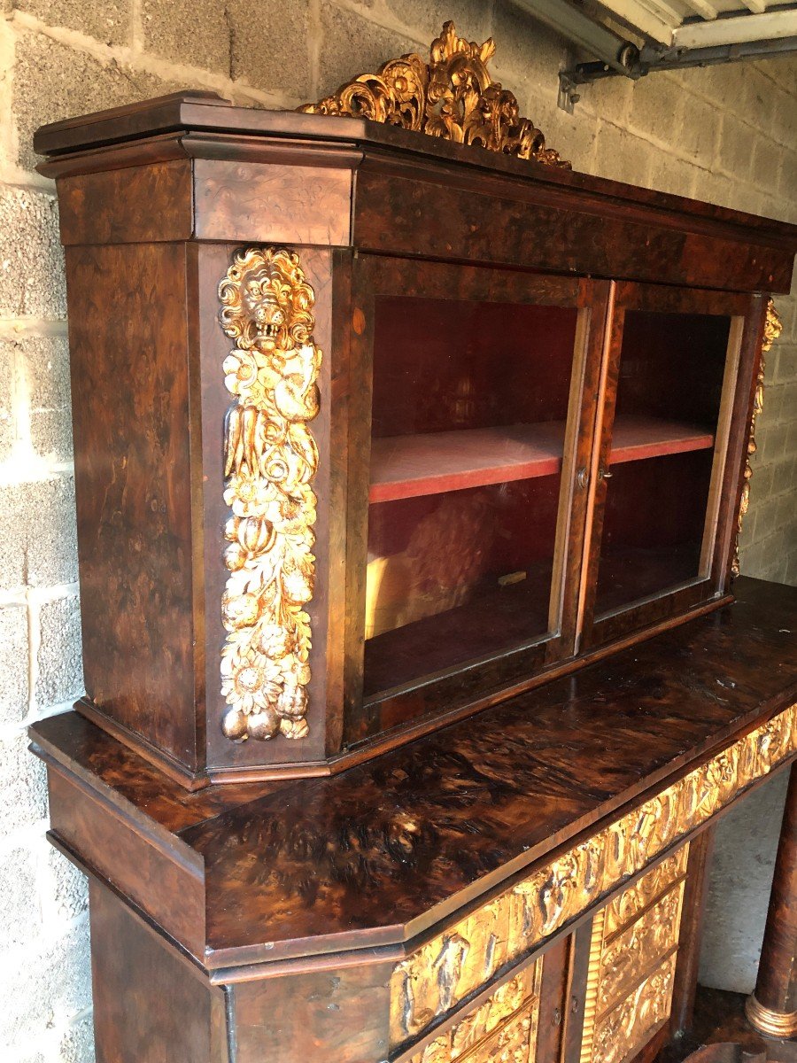 Special Showcase / Secretary In Burr Walnut Veneer Early 19thc.-photo-3