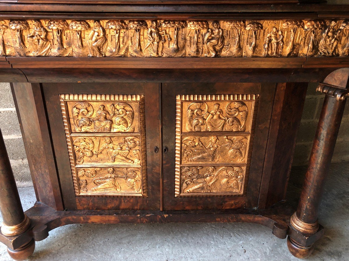 Special Showcase / Secretary In Burr Walnut Veneer Early 19thc.-photo-4