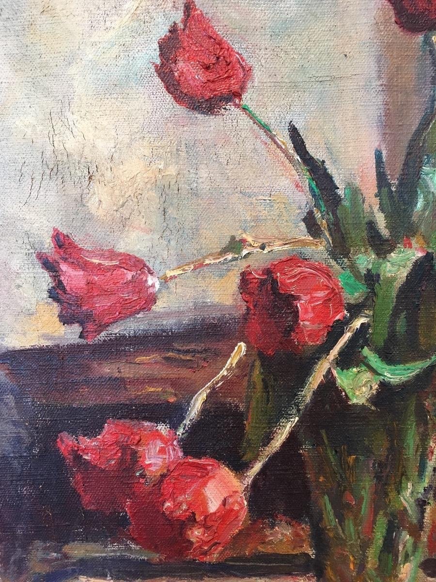 Un Joyeux Tableau De Tulipes Rouges -photo-6