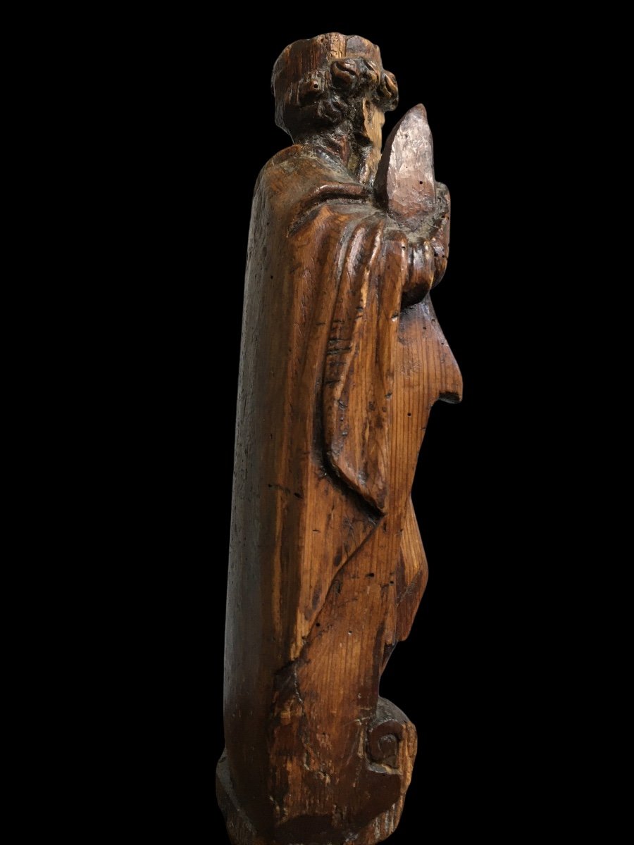 King Statue In Carved Wood Around 1700-photo-3