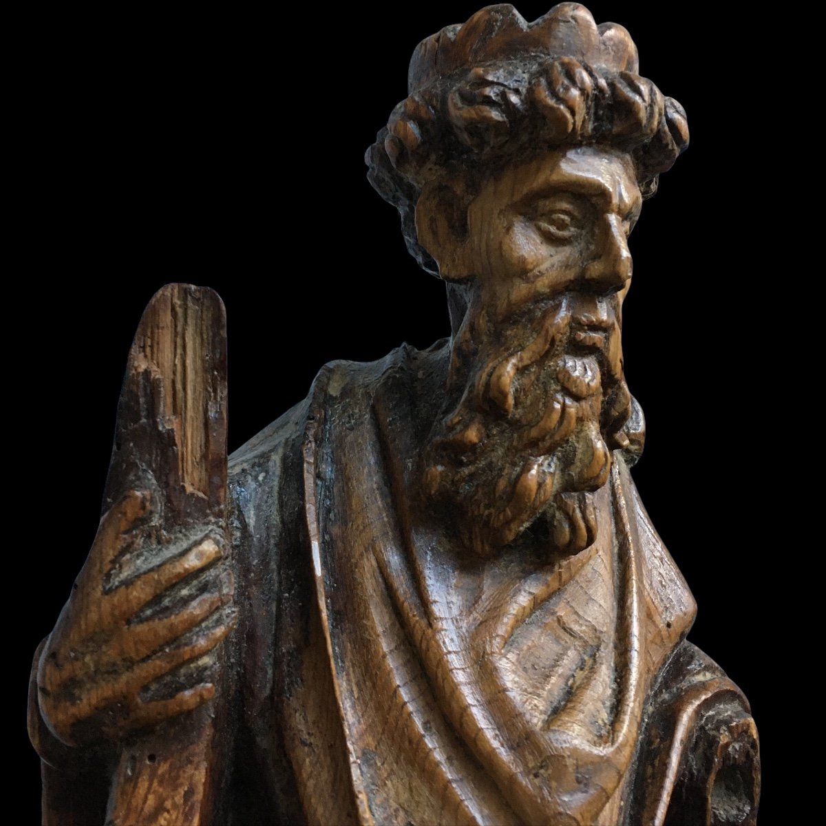 King Statue In Carved Wood Around 1700-photo-1