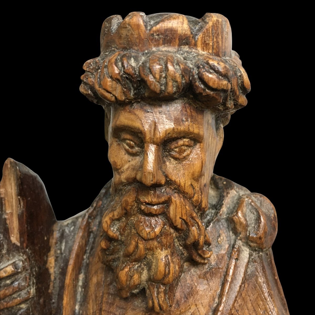 King Statue In Carved Wood Around 1700-photo-4