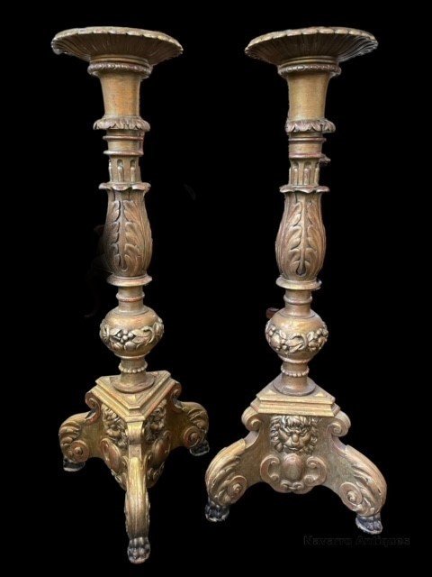 Pair Of Torchères In Gilt Wood Early 19thc.-photo-4