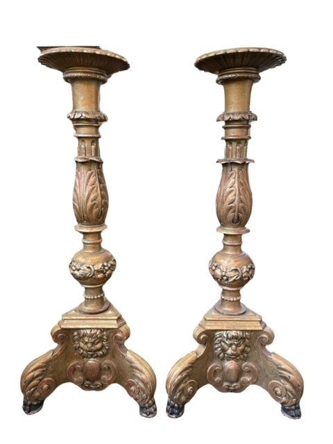 Pair Of Torchères In Gilt Wood Early 19thc.-photo-8