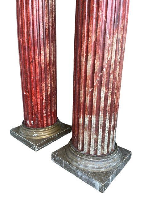 Pair Of Large Columns With Corinthian Capitals In Plaster Early 20thc.-photo-8