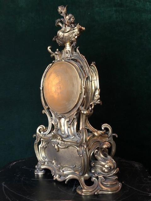 Grande Pendule En Bronze De Style Louis XV, Paris 19ème.-photo-5