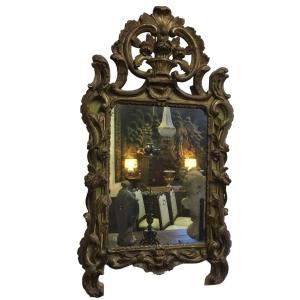 18th Century Golden Wood Wedding Mirror 118x67 Cm