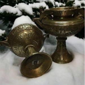Pair Of Bronze Cups Back From Egypt