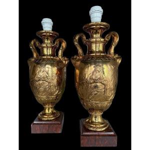 Pair Of Bronze Lamp Bases F. Barbedienne 19thc.