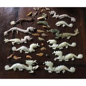 Chinese Jade Ornaments (dragons And Clouds).