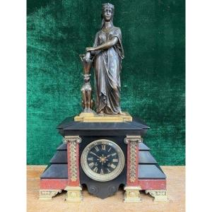 “return From Egypt” Clock In Bronze / Gilt Bronze / Marble 19thc.
