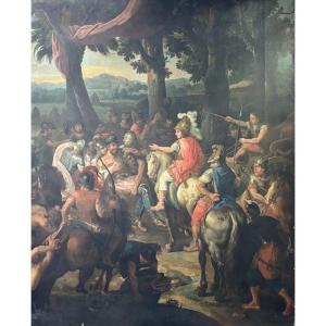 Very Large Decorative Painting Oil On Canvas 18thc. (281 X 224 Cm)