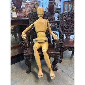 Grand Mannequin De Peintre en bois patiné 1950