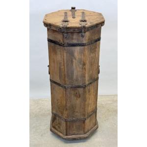 Small Octagonal Piece Of Furniture With Wrought Iron Handles, 19th Century.