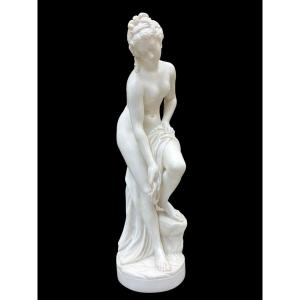 Grande sculpture " la baigneuse " en albâtre 19ème ( 68 cm )