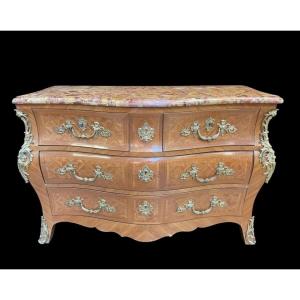 Grande Commode De Style Louis XV , 19ème.