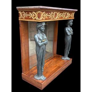 Élégante console de style Empire en acajou, XIXe siècle.