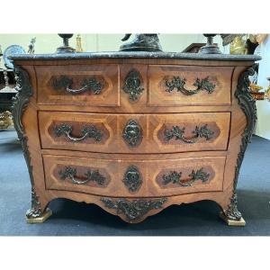 Grande Commode Galbée De Style Louis XV 1900