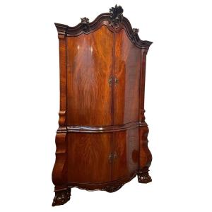 Beautiful Large Dutch Corner Wardrobe In Mahogany, 18th Century.