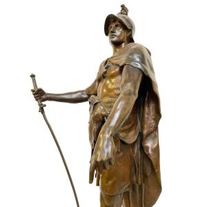 Grande Sculpture En Bronze " Le Devoir " Honor Patria Par E.picault 19ème ( 78 Cm ).