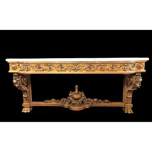 Very Large Louis XVI Style Giltwood Castle Console From The 19th Century (230 Cm).