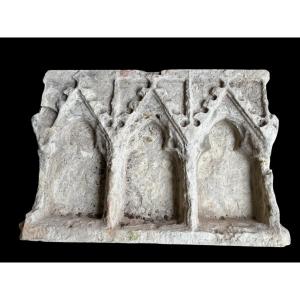 Large Gothic Niche In French White Stone, Circa 1500