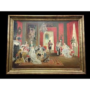 Decorative Oil Painting On Canvas From The 19th Century.