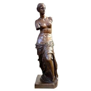 Very Large Bronze Sculpture ( 97 Cm ) "venus" Barbedienne 19thc. 