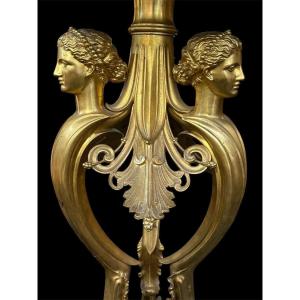 Guéridon en bronze doré / marbre signé par F.Barbedienne XIXe.