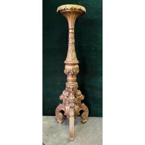Grande torchère en bois doré du XIXe siècle (163 cm)