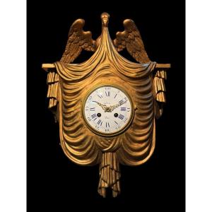 Decorative Gilded Wood And Paste Cartel Depicting An Eagle