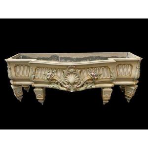 Très Grande Jardinière de style LXVI En Bois Sculpté 19ème ( 166 Cm ).