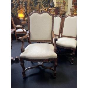 Set Of 10 Regency-style Walnut Chairs, 1900