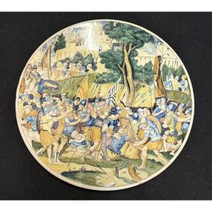 Large 19th-century Italian Earthenware Dish (diameter 56.5 Cm)
