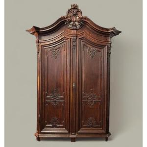Grand Meuble De Château 2 Portes En Chêne 18ème.