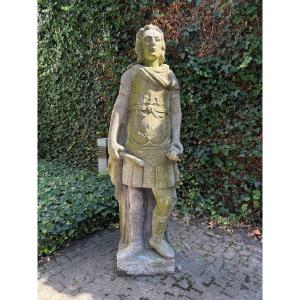 Belle et très grande sculpture « Jules César » en pierre bleue, début 19ème. ( 215 cm )