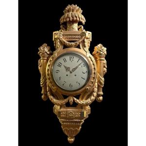 Grande cartelle suédoise en bois doré Style Louis XVI ,19ème. ( 97 cm )