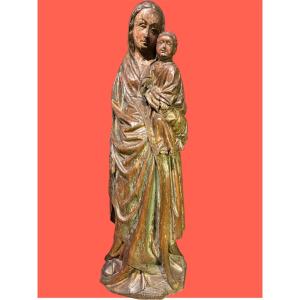 "the Virgin And Child," In Polychrome Oak, 16th Century